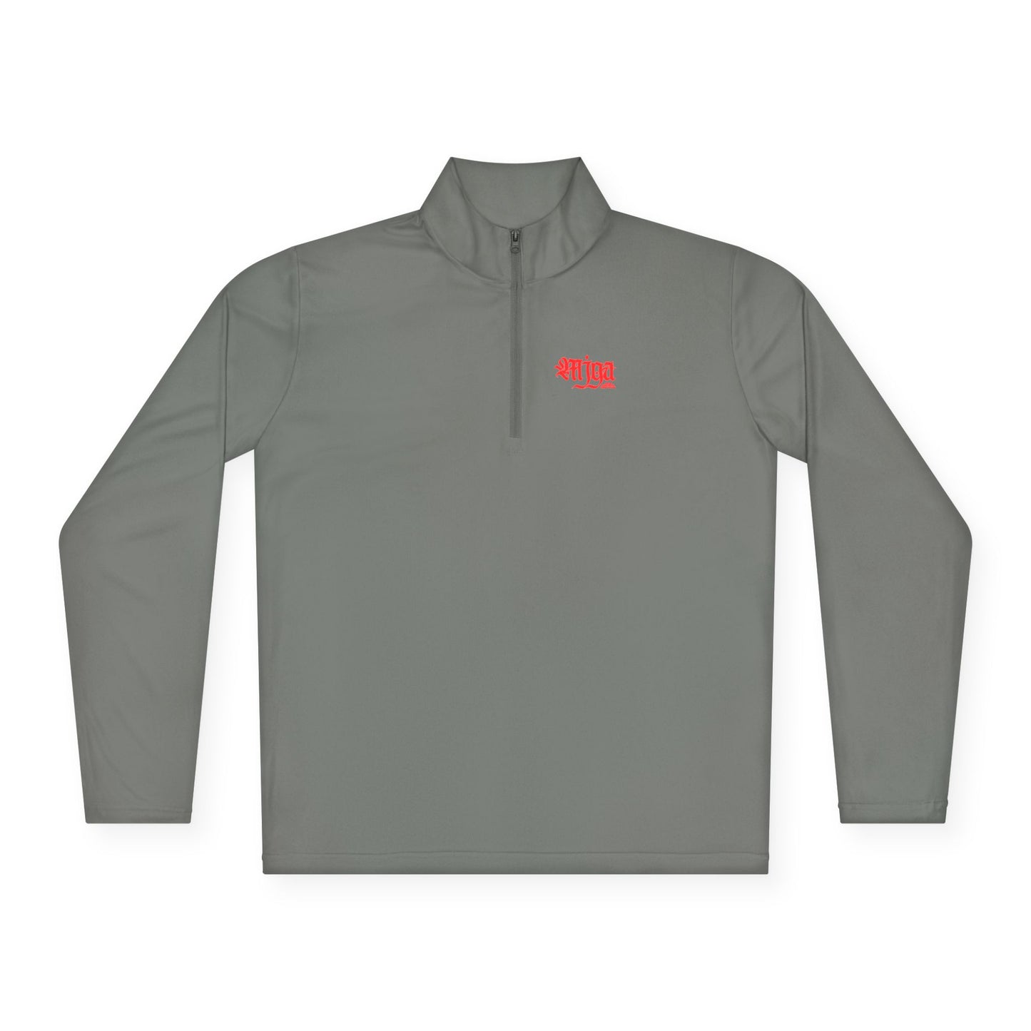 Unisex Quarter-Zip Pullover with Red Graphic Design - Perfect for Casual Outings & Sports