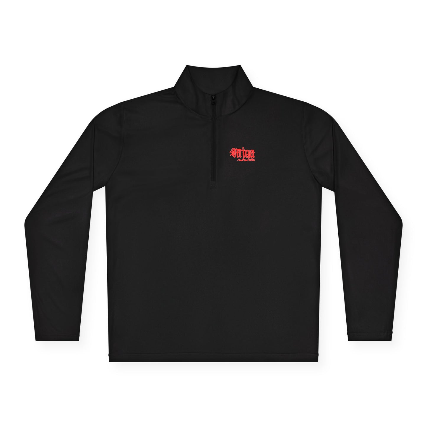Unisex Quarter-Zip Pullover with Red Graphic Design - Perfect for Casual Outings & Sports