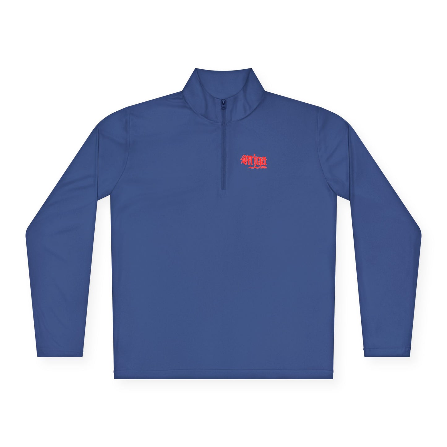 Unisex Quarter-Zip Pullover with Red Graphic Design - Perfect for Casual Outings & Sports