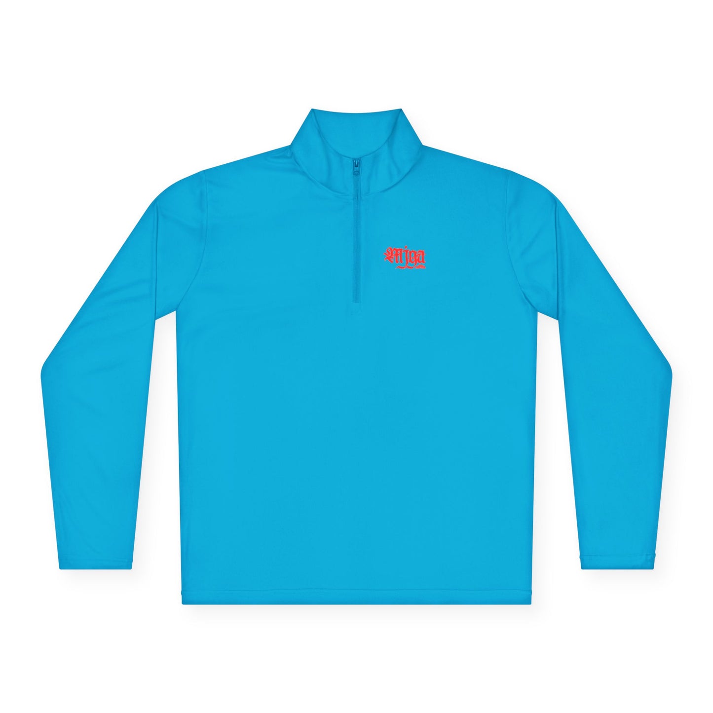 Unisex Quarter-Zip Pullover with Red Graphic Design - Perfect for Casual Outings & Sports