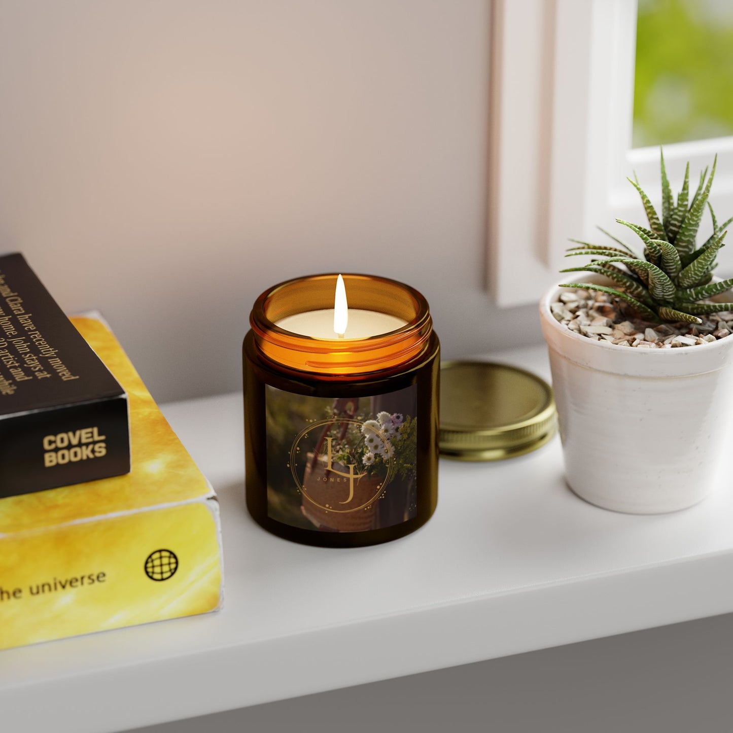 Coconut Apricot Scented Candle - Cozy Relaxation & Home Decor LJ LOGO