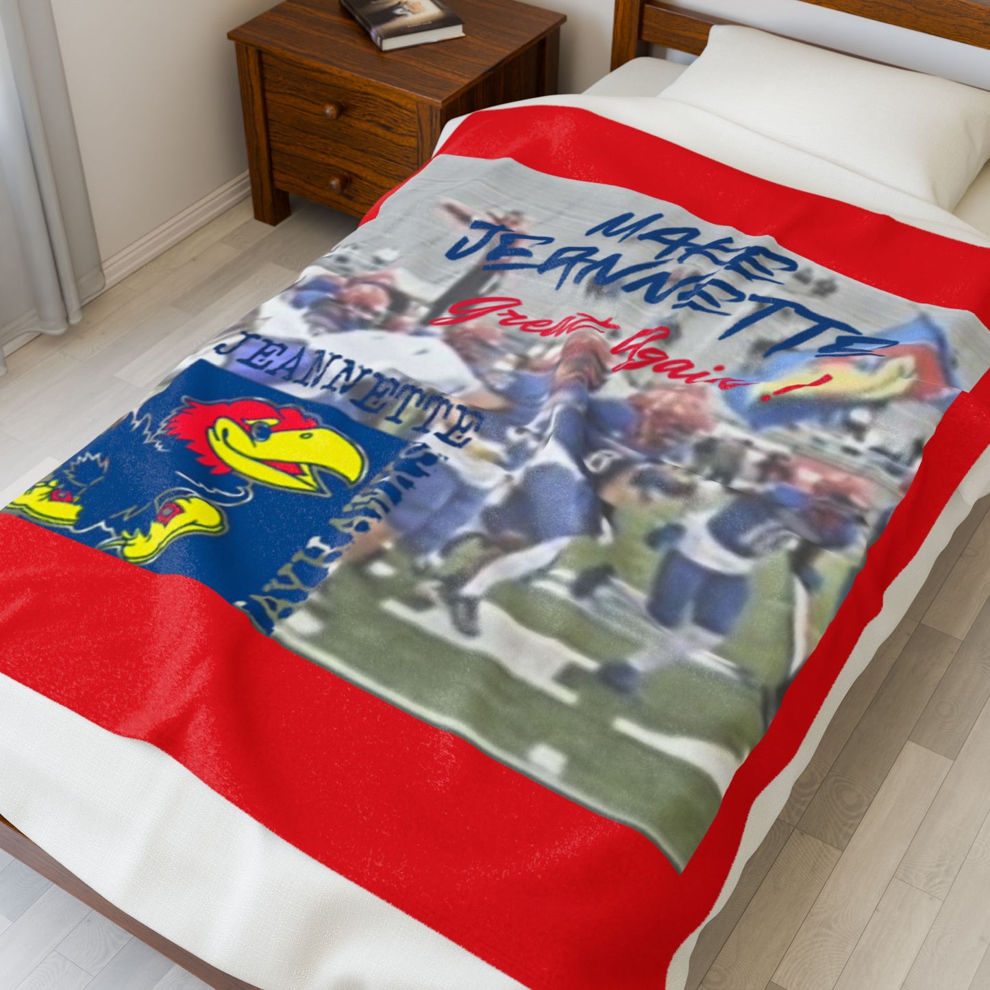 Red Make Jeannette Great Again Plush Blanket - Cozy Sports Fan Throw
