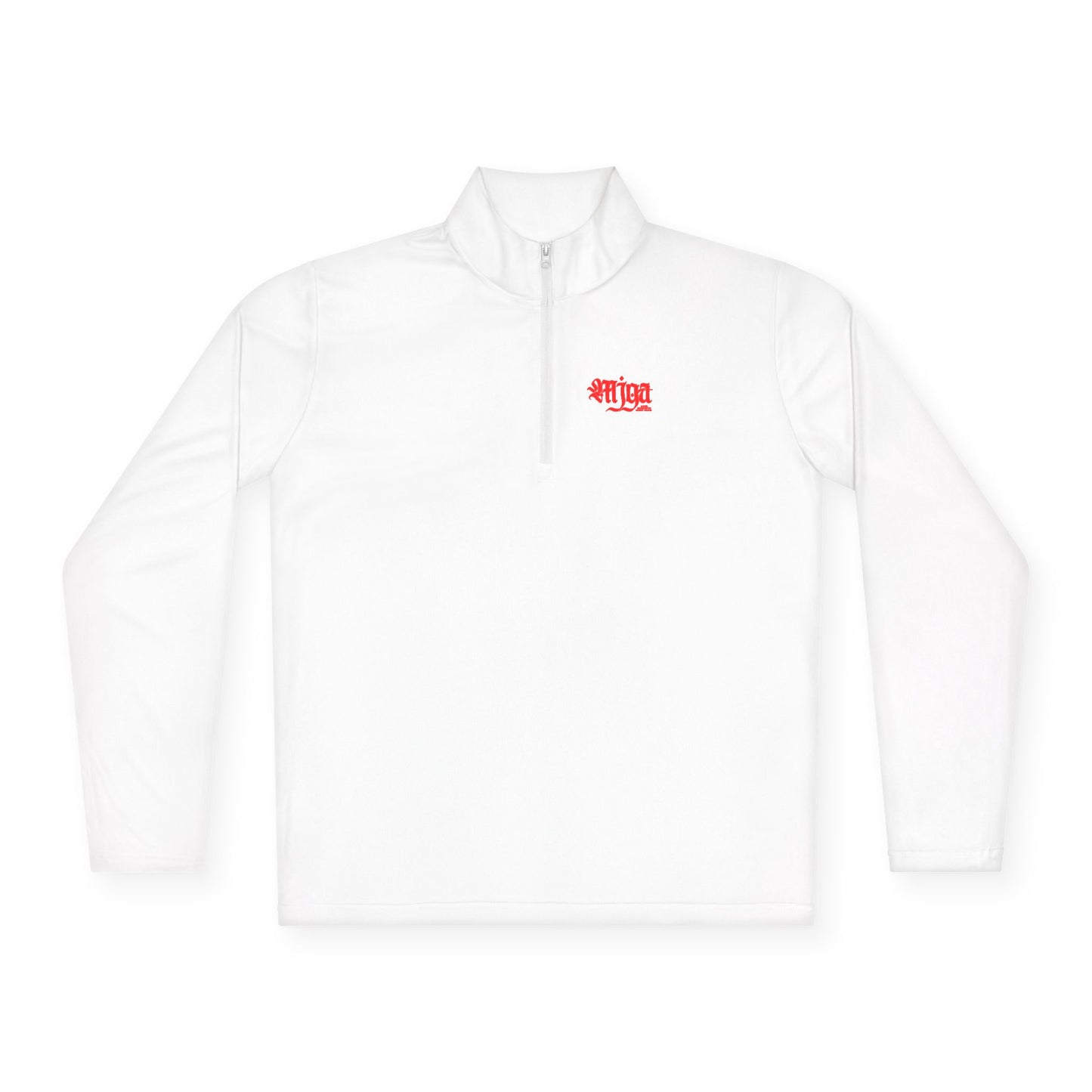 Unisex Quarter-Zip Pullover with Red Graphic Design - Perfect for Casual Outings & Sports