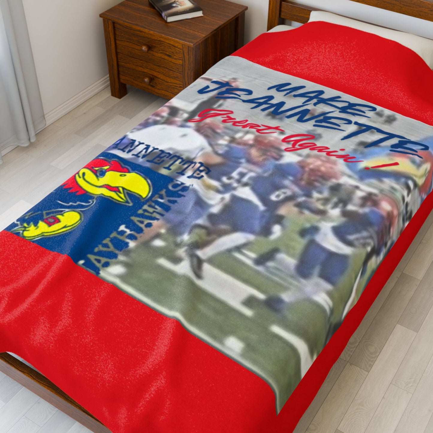 Red Make Jeannette Great Again Plush Blanket - Cozy Sports Fan Throw