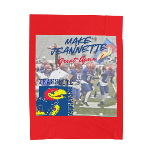 Red Make Jeannette Great Again Plush Blanket - Cozy Sports Fan Throw