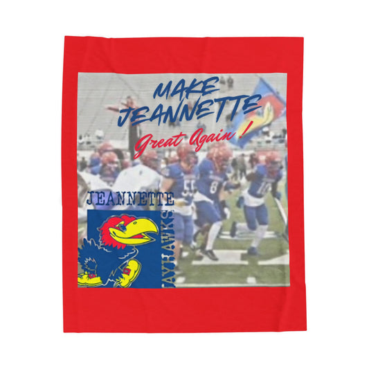 Red Make Jeannette Great Again Plush Blanket - Cozy Sports Fan Throw