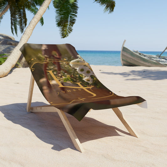 Personalized Floral Beach Towel - Custom Name Beach Accessory for Sun Lovers LJ LOGO