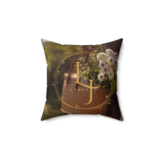Cozy Spun Polyester Square Pillow - Perfect Decorative Accent for Home LJ LOGO